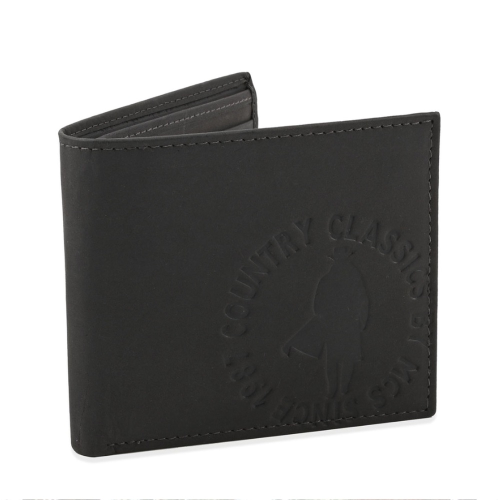 Wallet Genuine Billfold Leather Wallet Matte Dark Grey